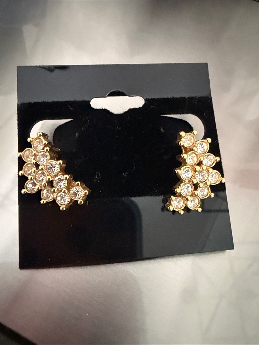 Gold Crystal Cluster Ear Climbers - Women's Sparkling Earrings